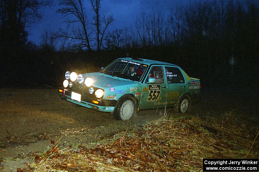 Damien Crane / Larry Warrington VW Jetta at the spectator corner on SS4, Blue Trail.