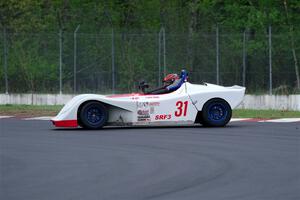 Caleb Childs' Spec Racer Ford 3 spins in the carousel.