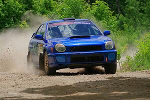 Jimmy Pelizzari / Bryce Proseus Subaru WRX on SS1, Camp 3 North.