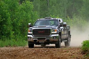 A GMC Sierra pickup sweeps SS1, Camp 3 North.