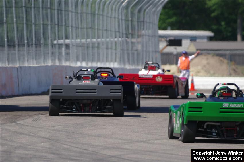 John Janssen's, Jeff Beck's, Justin Elder's and Greg Eick's Spec Racer Ford 3s