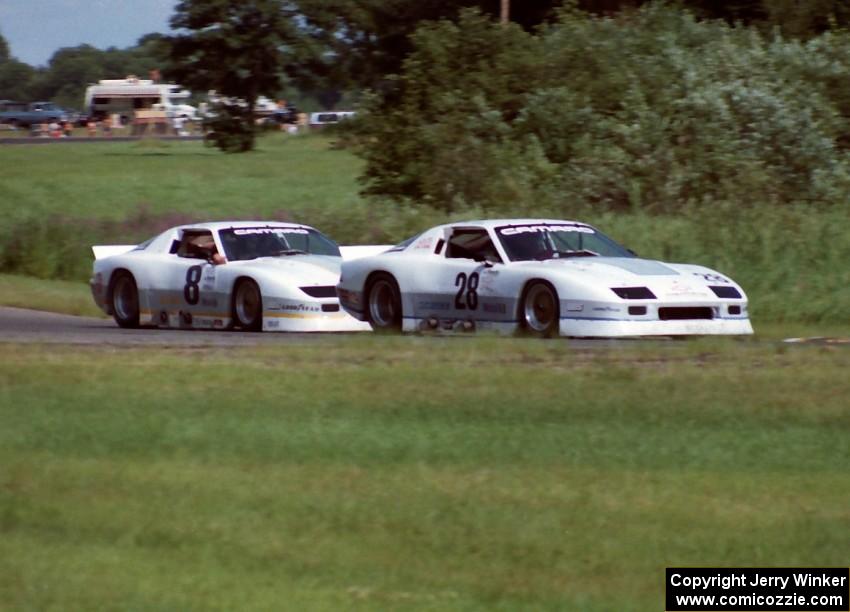 The Protofab Chevy Camaros of Jim Miller (28) and Greg Pickett (8)