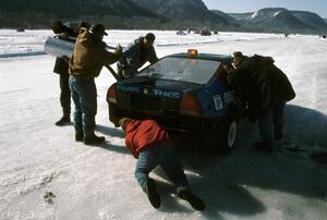 The Cory Coulson / Dave Slaback Honda Prelude comes in for fuel.