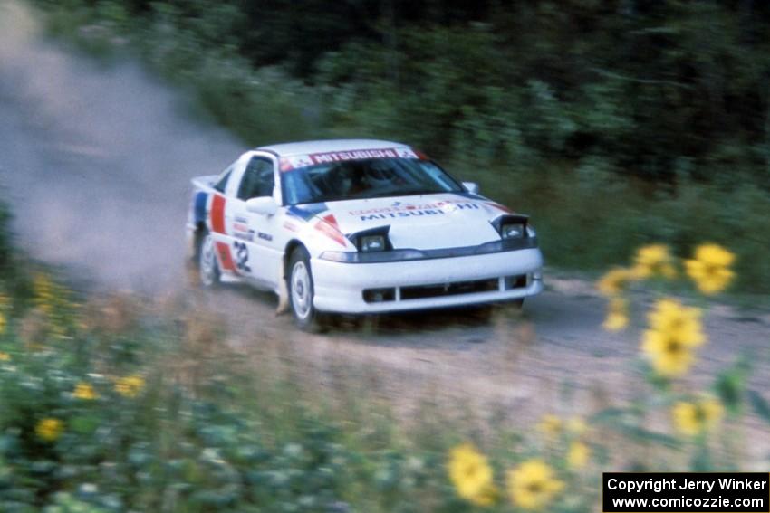 The Todd Bawden / Martin Headland Mitubishi Eclipse at speed down Indian Creek Forest Rd.