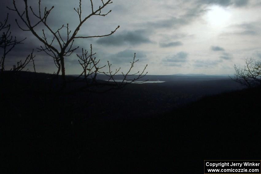 The sky was partly sunny and windy as hell atop Brockway Mountain.