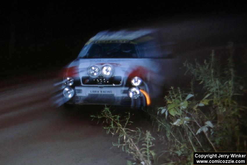 John Buffum / Jeff Becker in their Audi Quattro S2 come into the finish of Menge Creek stage.