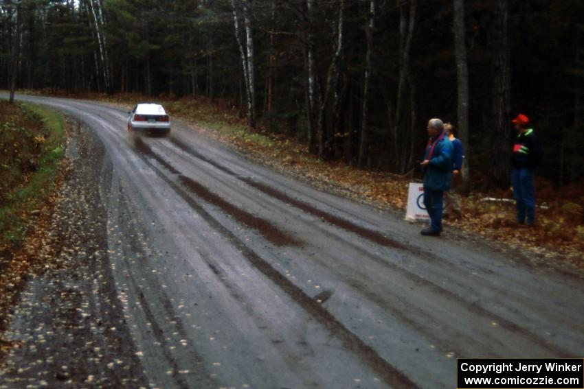 John Buffum / Jeff Becker in their Audi Quattro S2 leave rooster-tails of dirt from the start of the Delaware 1 stage.