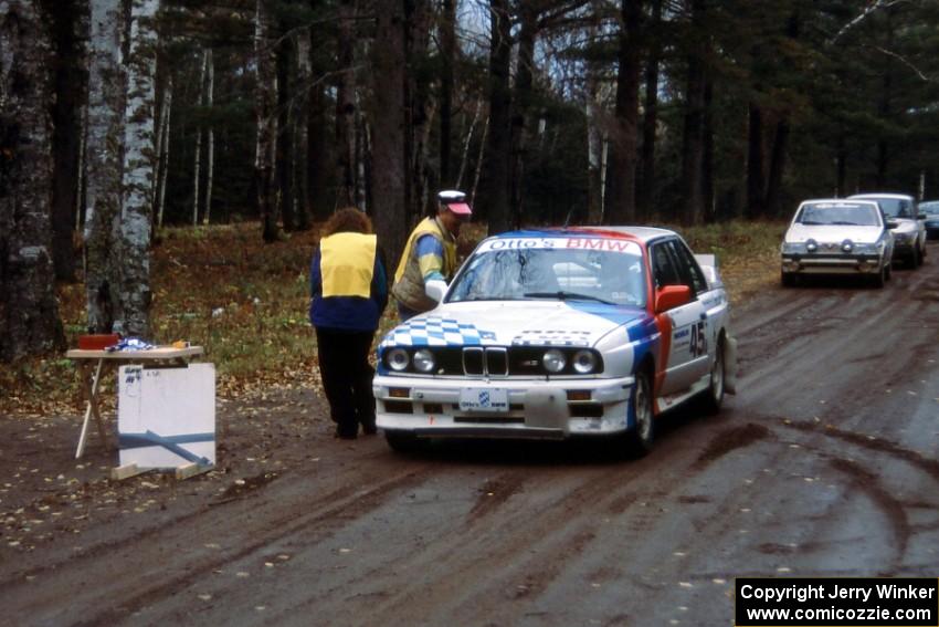 Rick Davis / Ben Greisler BMW check into the start of Delaware stage.