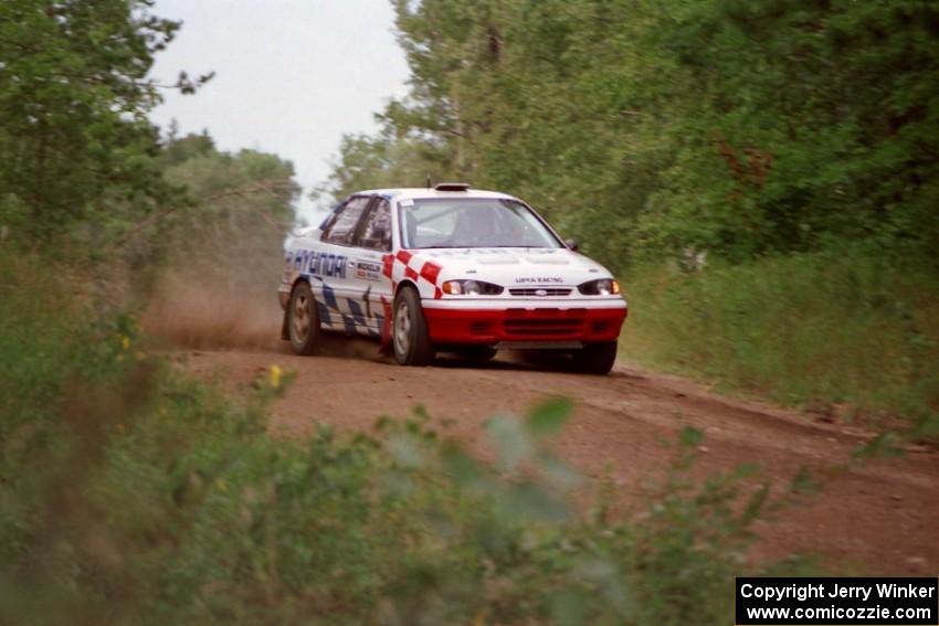 The Paul Choiniere / Jeff Becker Hyundai Elantra was down on time after day one, but was rapidly making it up on Indian Creek Tr