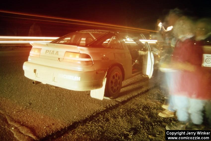 The Carl Redner / Lynn Dillon Mitsubishi Eclipse lines up to go back out to the stages after Kenton service.