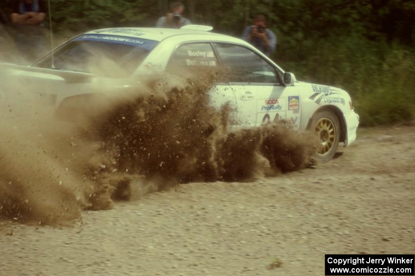 Jonathan Bottoms / Carolyn Bosley Subaru WRX at the SS9 (Heart Lake) spectator area.