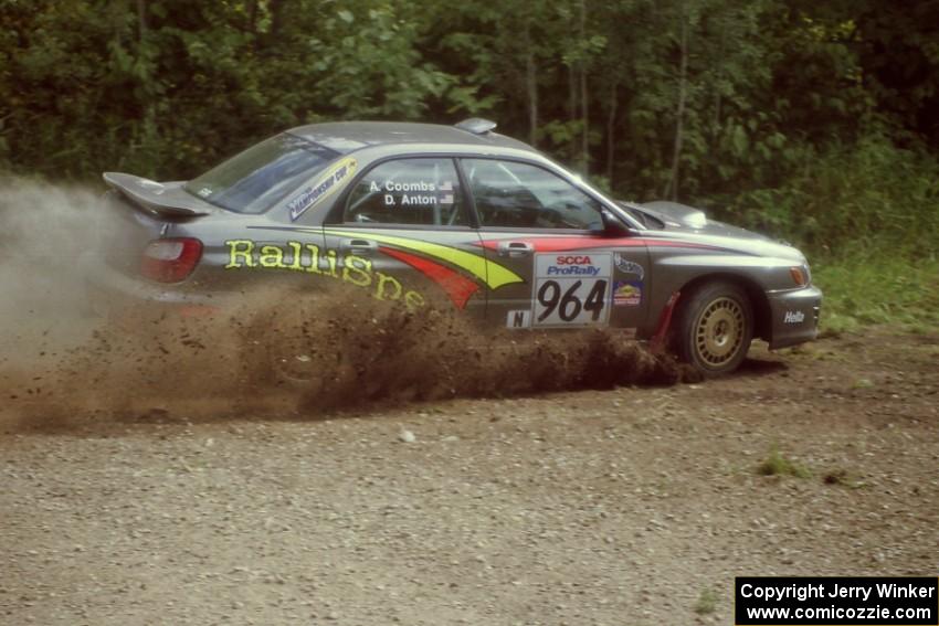 Dave Anton / Andrew Coombs Subaru WRX STi at the SS9 (Heart Lake) spectator area.