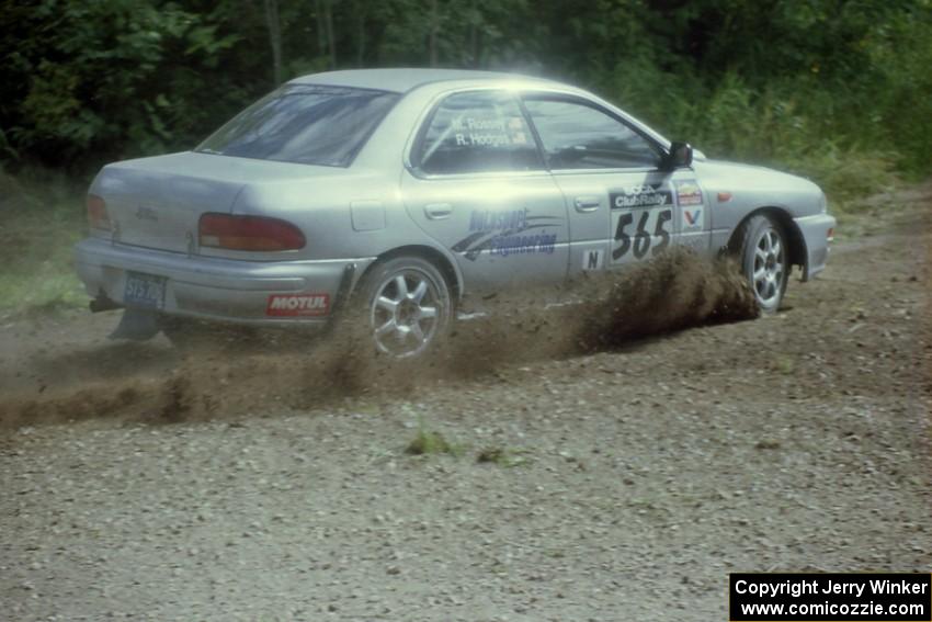 Russ Hodges / Mike Rossey Subaru WRX at the SS9 (Heart Lake) spectator area.