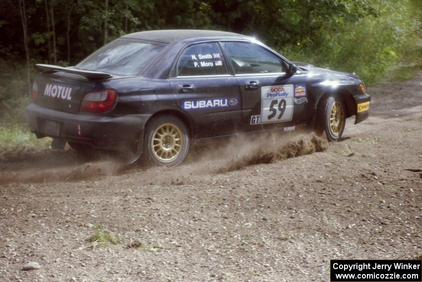 Pat Moro / Neil Smith Subaru WRX at the SS9 (Heart Lake) spectator area.