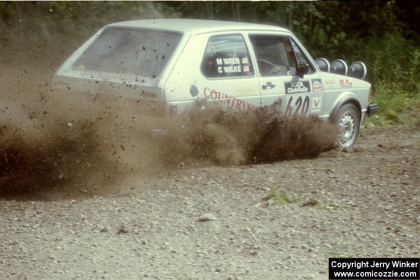 Chris Wilke / Mike Wren VW Rabbit at the SS9 (Heart Lake) spectator area.