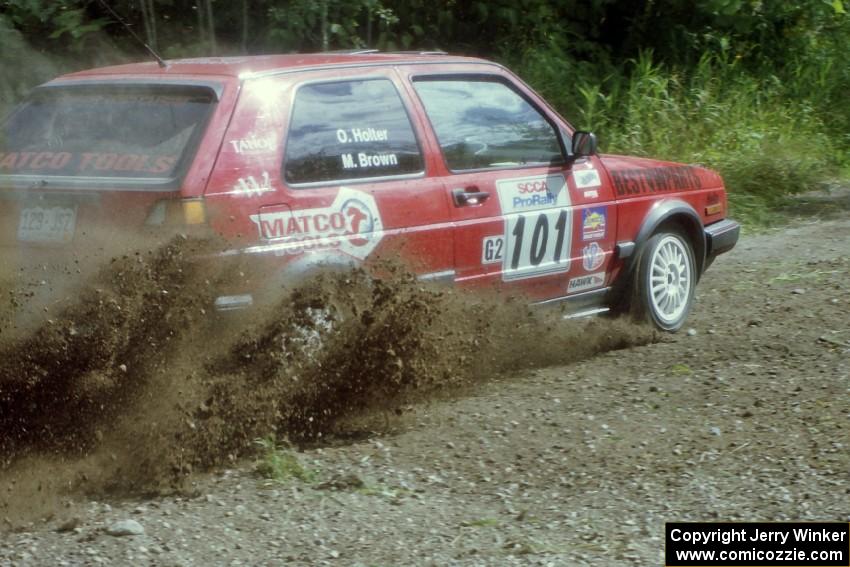 Mark Brown / Ole Holter VW GTI at the SS9 (Heart Lake) spectator area.