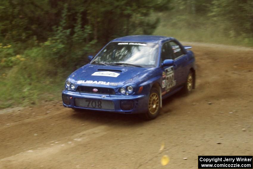 Josh Chang / Jeff Cruzan Subaru WRX at a 90-right on SS13, Indian Creek.