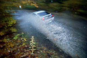 Seamus Burke / Brian Sharkey Hyundai Tiburon hits a big puddle on SS8, Gratiot Lake.