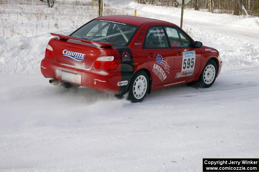 John Cirisan / Josh Hamacher Subaru WRX was flying on the first stage of day two of the rally.