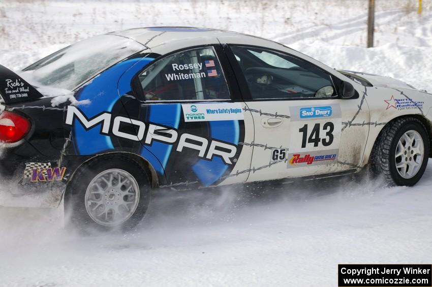 Chris Whiteman / Mike Rossey Dodge SRT-4 on the first stage of day two.