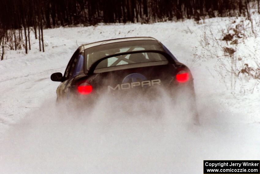 The Chris Whiteman / Mike Rossey Dodge SRT-4 drifts out of a hard-right near the end of day two of the rally.