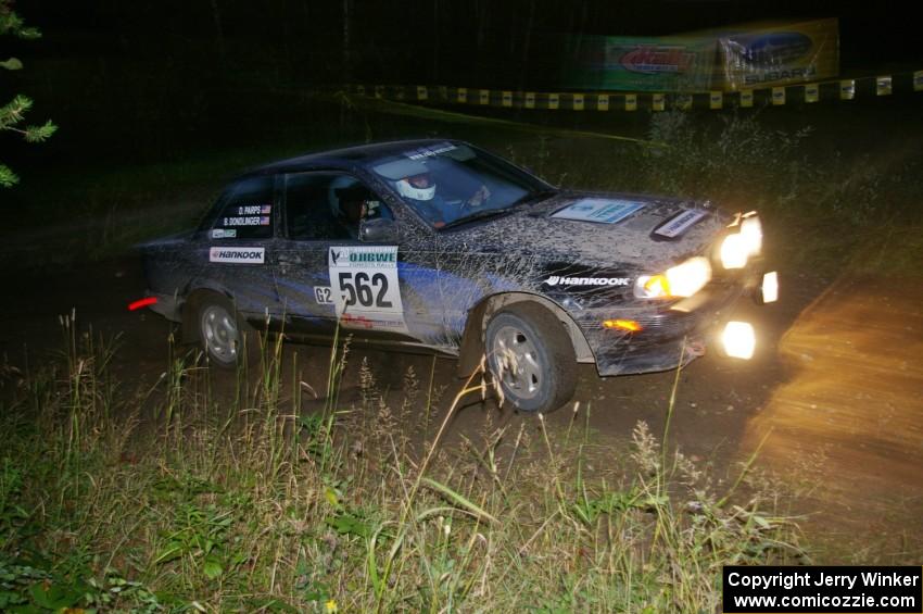 Brian Dondlinger / Dave Parps Nissan Sentra SE-R through the spectator point on SS13, Sockeye Lake.