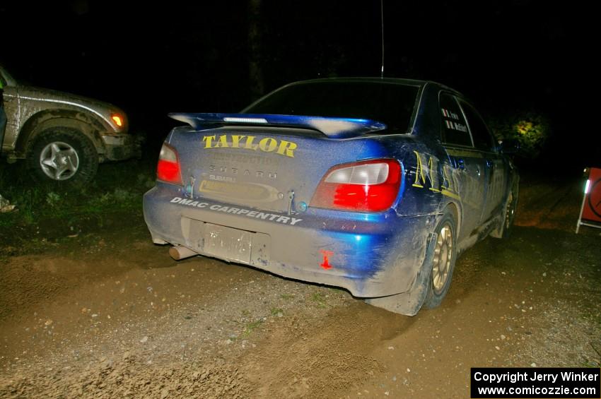 Mark McElduff / Damien Irwin Subaru WRX STi leaves the start of SS16, Perkins.