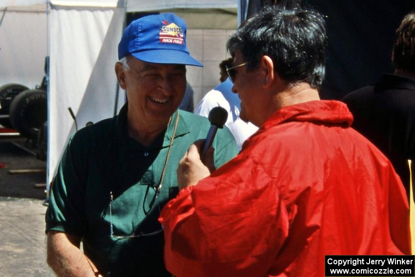 Veteran racing driver George Alderman is interviewed.