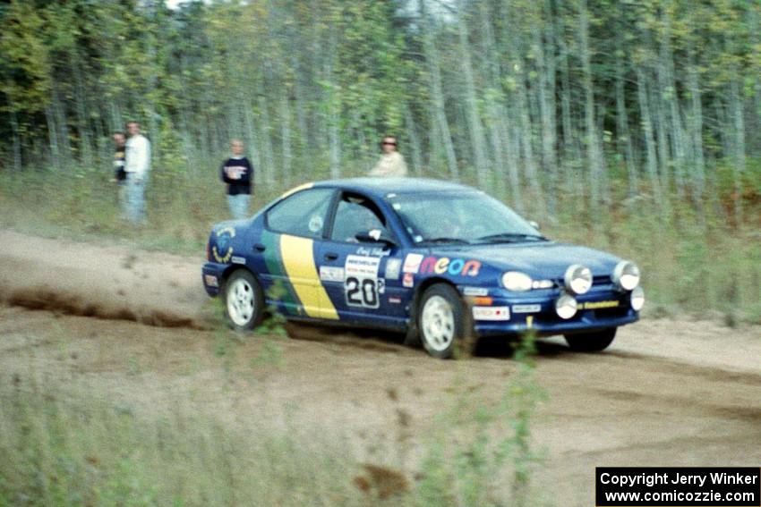 Al Kaumeheiwa / Craig Sobczak at speed near the start of Menge Creek I in their Dodge Neon.