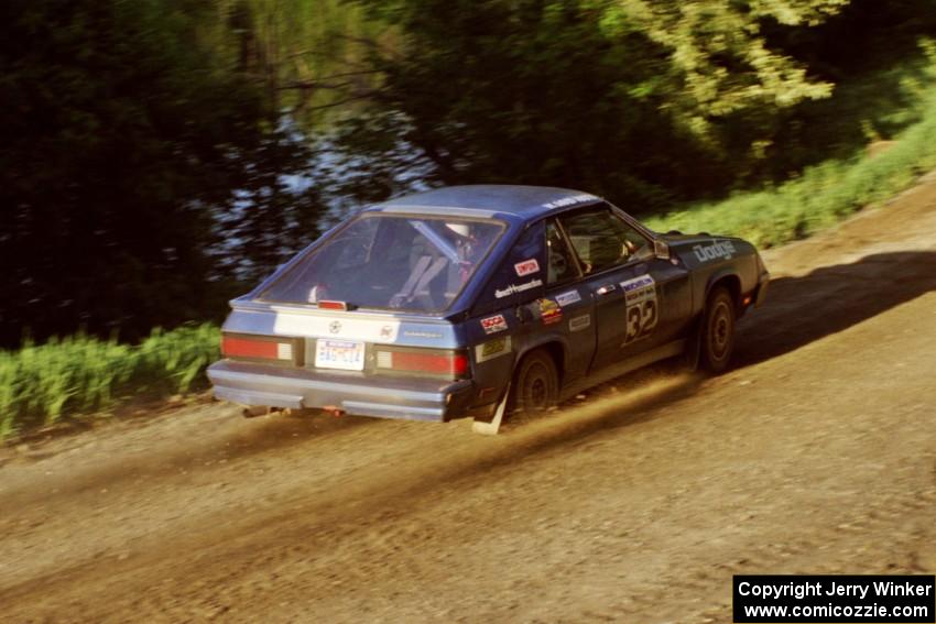 Brian Scott / David Watts at speed just after the crossroads in their Dodge Shelby Charger.