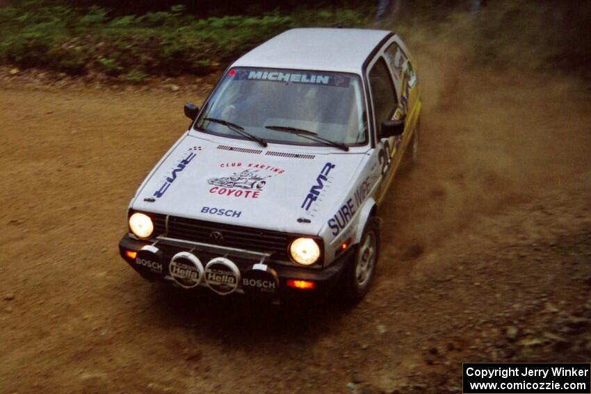 Jon Nichols / Mick Koch VW GTI at a 90-left on SS7, Wilson Run I.