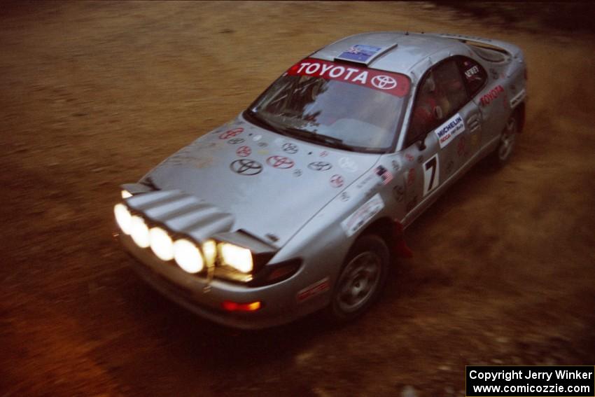 Bruce Newey / David Payne Toyota Celica Turbo at a 90-left on SS7, Wilson Run I.