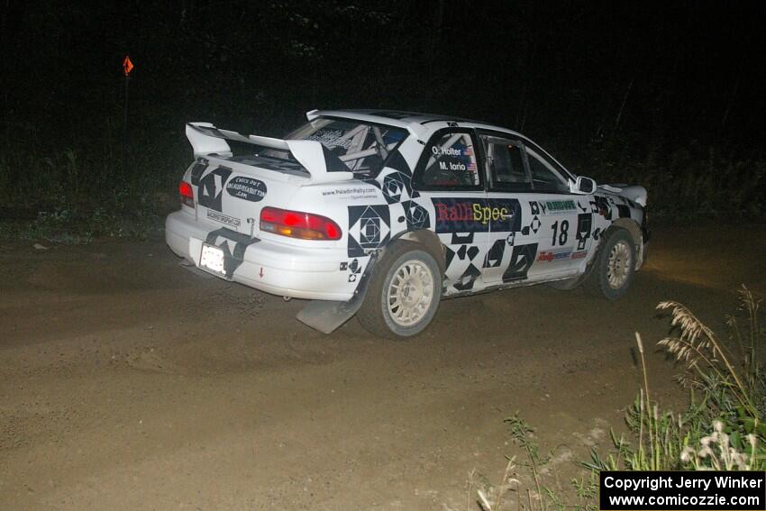 Matt Iorio / Ole Holter rocket away from the spectator point on SS8, Kabekona, in their Subaru Impreza.