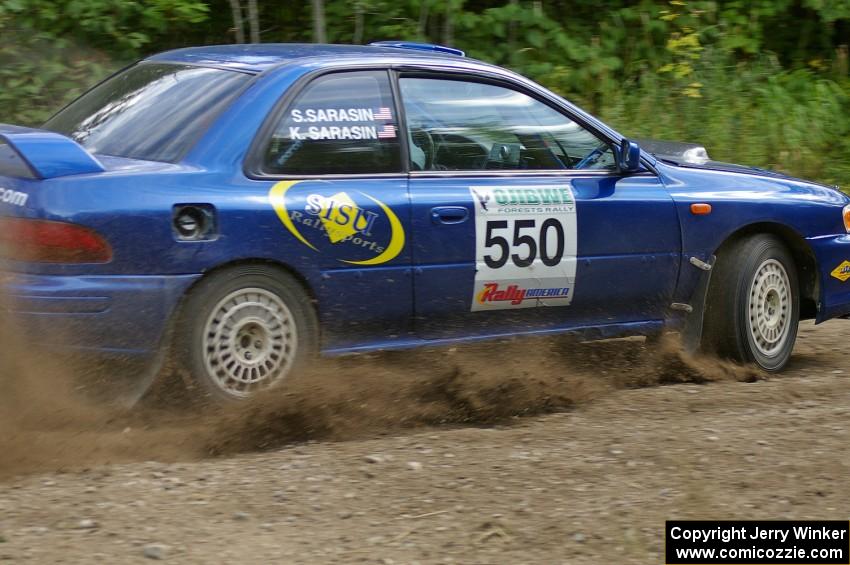 Kyle Sarasin / Stuart Sarasin looked very fast on SS9 in their Subaru Impreza.