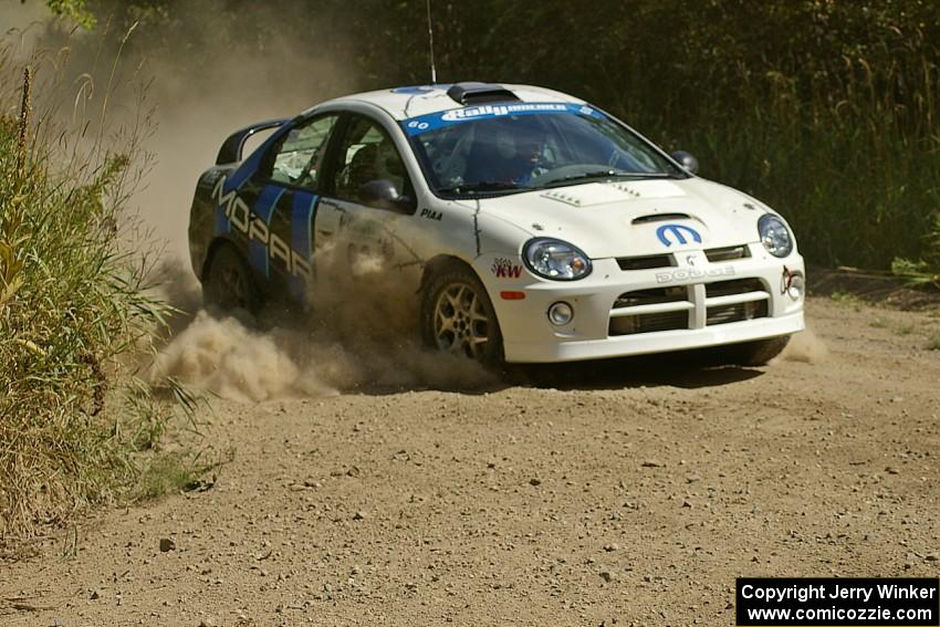 Bruce Davis / Jimmy Brandt prepare for a hard-left on SS9 in their Dodge SRT-4.