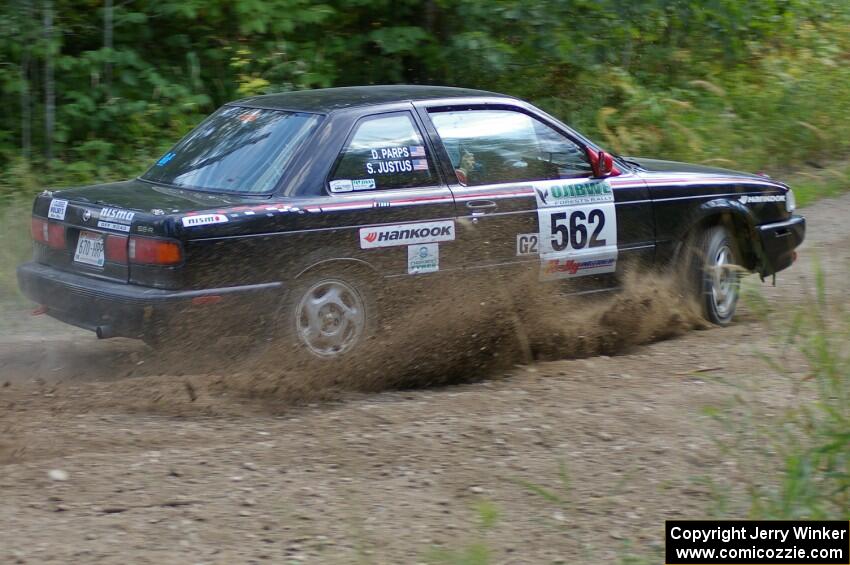 Scott Justus / Dave Parps blast through a left-hander on SS9 in their Nissan Sentra SE-R.