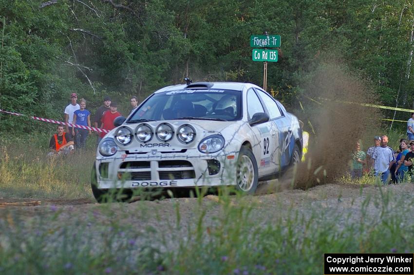 Paul Dunn / Bill Westrick power out of a right-hander at the spectator point on SS14 in their Dodge SRT-4.