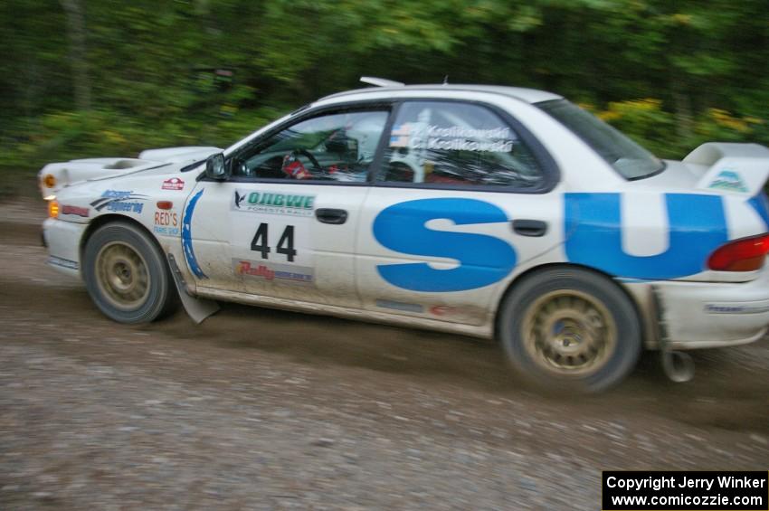 Henry Krolikowski / Cindy Krolikowski hit the gas on their Subaru WRX at the start of SS16.