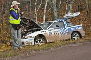 Matt Huuki / Josh VanDenHeuvel had an off course excursion at the top of Brockway 1, SS11, in their Eagle Talon.