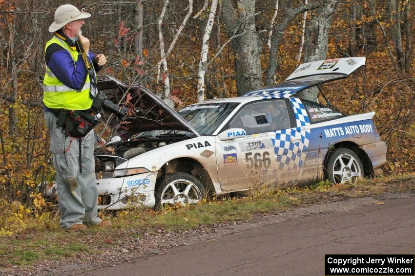 Matt Huuki / Josh VanDenHeuvel had an off course excursion at the top of Brockway 1, SS11, in their Eagle Talon.